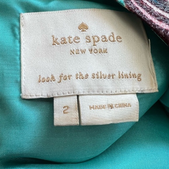 Kate Spade Regal Plumes Feather Print Shift Teal with Platinum Sheen Mini Dress - Picture 14 of 17